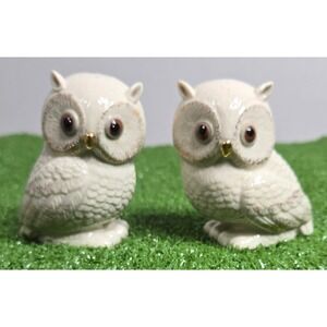 Lenox Owl Hand Painted with 24K Gold Accents  Salt & Pepper Shakers Set EUC